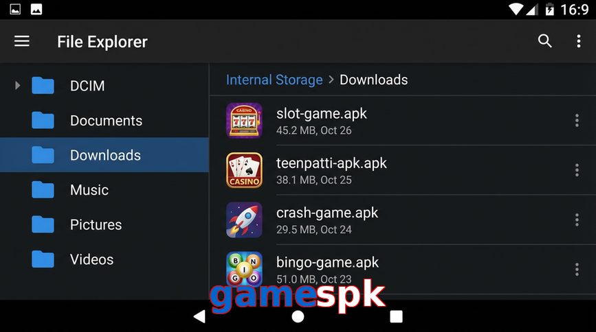 Main screen of Gamespk gameapk page for PK players